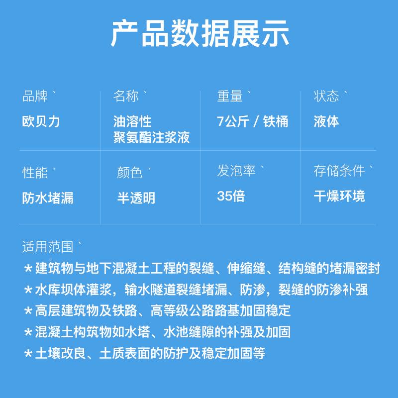 油溶性聚酯注氨浆弹液高性油溶性注聚氨酯堵漏剂高压灌浆水液发泡