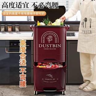 房圾桶家用分类大容量多盖BUG功能可移动免垃弯腰干湿分离带厨垃