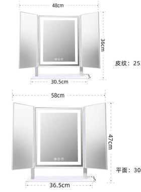 网红折叠化妆镜台带灯台式家用ed补光l桌梳妆面镜子充电CSE便携镜