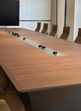 议新中式会室桃实木办公会木议桌现代简约SYMG1大型胡办公室长桌