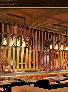 创意个性lfot业工铁风吊灯复古怀旧黑色4头餐6头长方形XMB框铁艺