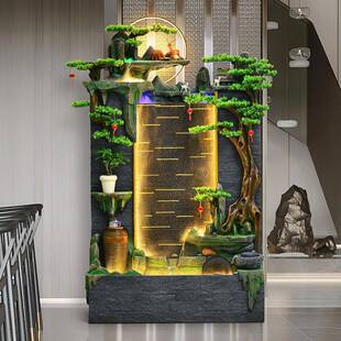 水幕墙玄流屏水墙风酒店客厅关隔断庭院装饰山假鱼MXR池喷泉景观