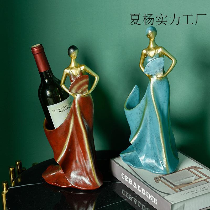 创意脂工艺树品件轻夏杨6奢美女酒架家居玄关摆客厅窗酒橱柜装饰