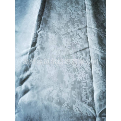 新花型新中式汉服丝人丝提花布料中国风小桥流水人家提花真丝面料