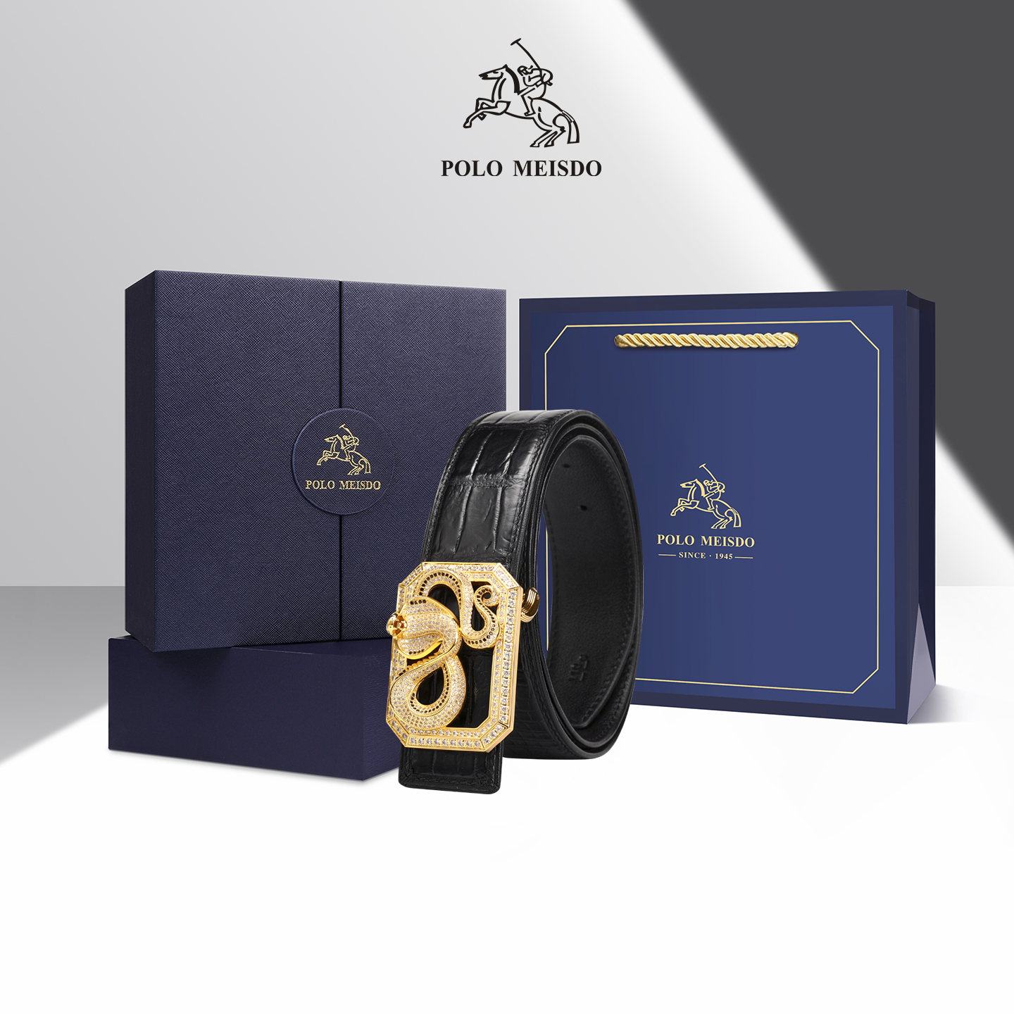 保罗美思得皮带男款鳄鱼皮平滑扣