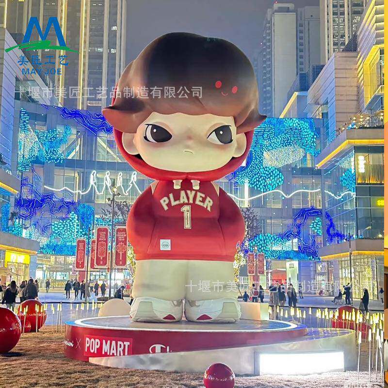 玻璃钢雕塑大型商场广场美陈景观户外景观猫钓鱼创意标志性IP摆件