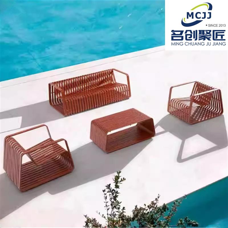 户外庭院露天铝合金沙发样品房酒店别墅阳台茶几欧式休闲家具组合