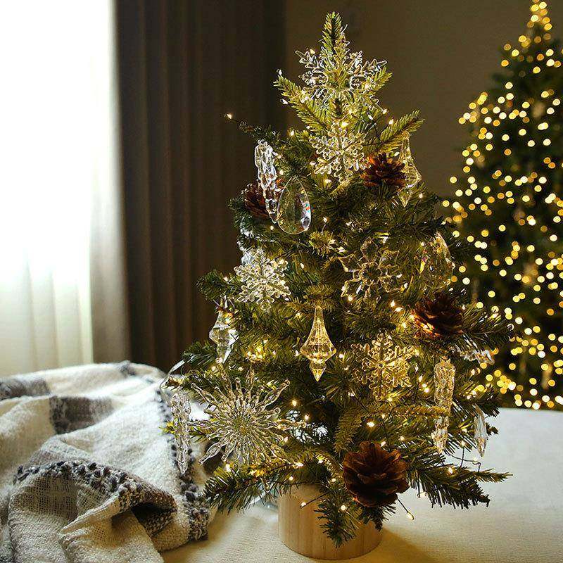 圣诞水晶装饰树北欧圣诞节桌面办公桌场景布置送灯圣诞树摆件