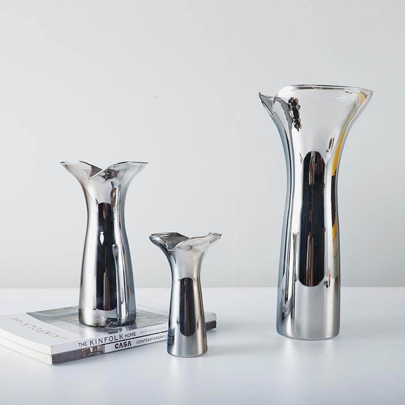 轻奢现代透明电镀银色喇叭玻璃花口炫彩玻璃花瓶插花器软装饰品,清洗/食品/商业设备,风口/风叶/风机配件,淘宝优惠券,粉丝福利购,淘宝优惠卷
