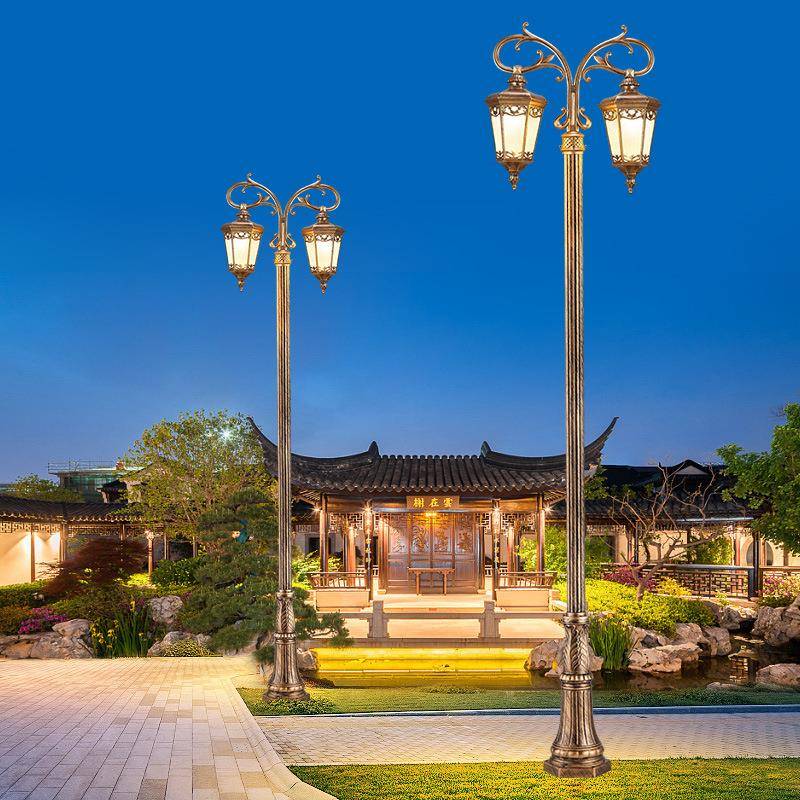 led灯户外防水花园别墅小区家用220v室外庭院3米欧式复古高杆路灯