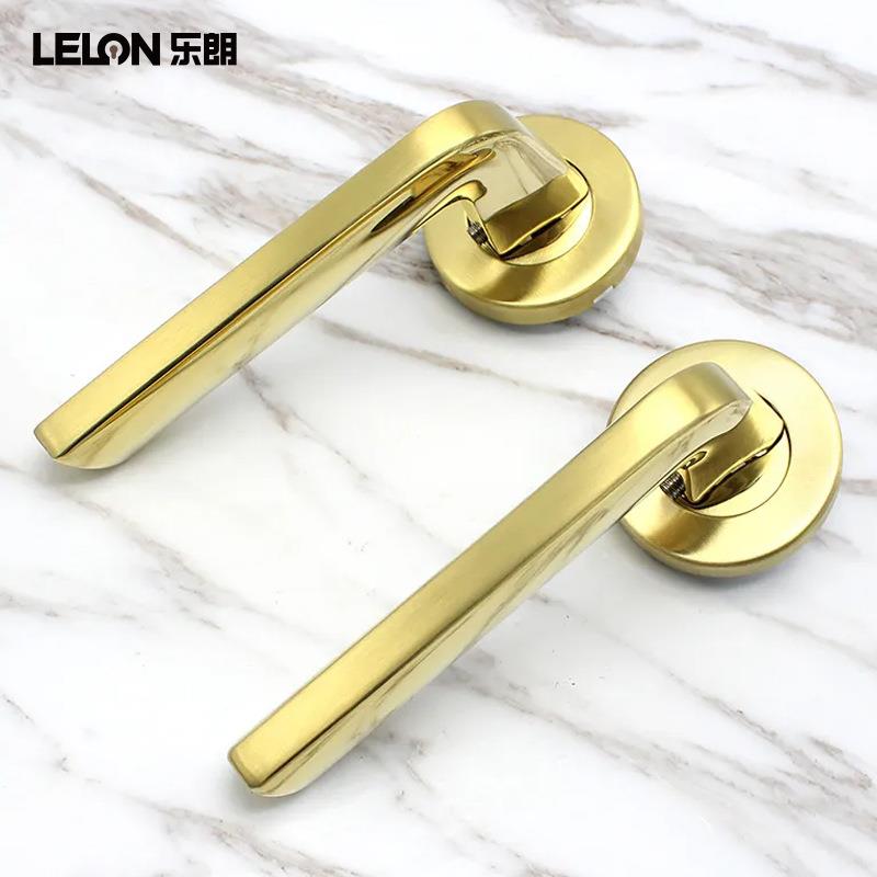 法式卧室门把手金色不锈钢304分体锁执手仿精铸轻奢房门锁配件