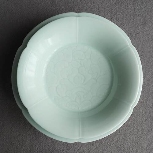 EQ4F宋宴餐具葵口折沿盘饭碗陶瓷雕刻深盘菜碟茶具壶承水果点