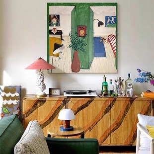 绿色马蒂斯小众艺术客厅玄关装 饰画沙发背景墙挂画中古风卧室挂画