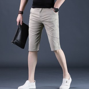 夏季短裤男休闲裤潮流宽松直筒六分中裤男士6分过膝盖薄款马裤子