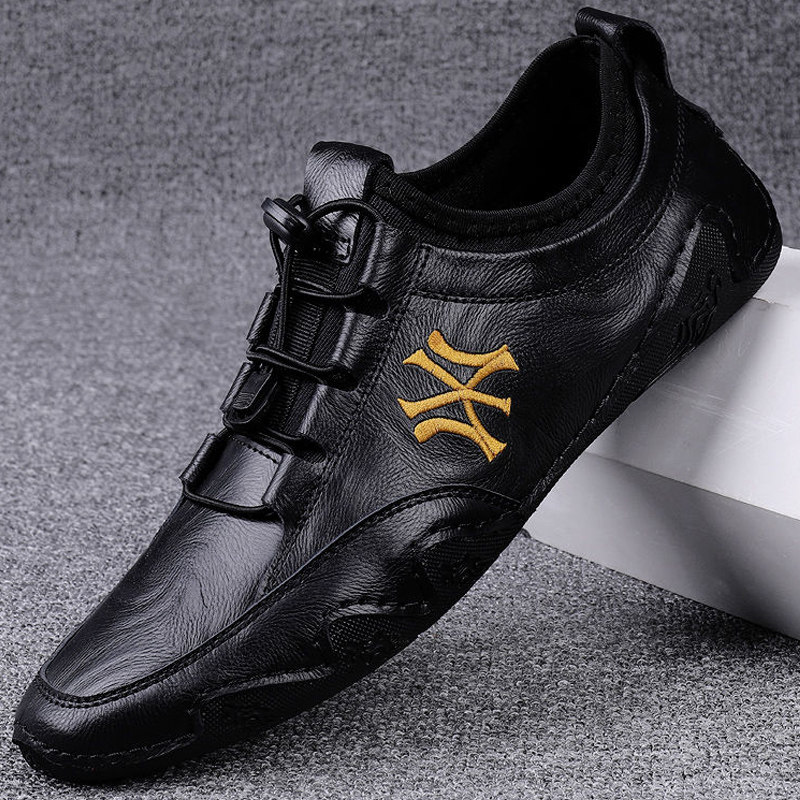 豆豆鞋男2021年新款春季男鞋真皮透气男士皮鞋潮流软底运动休闲鞋