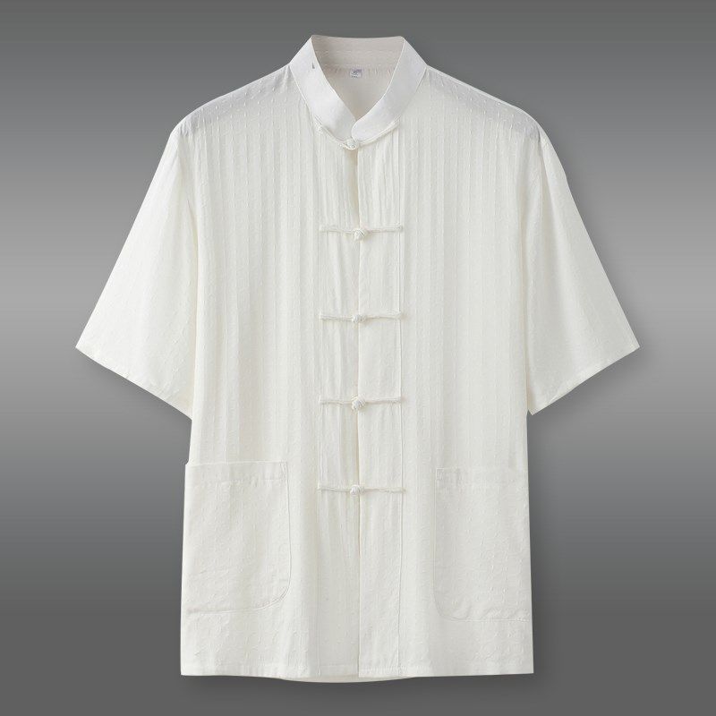 中老年唐装男短袖衬衫中国风夏季薄款棉绸爸爸装休闲半袖爷爷半袖,男装,唐装,淘宝优惠券,粉丝福利购,淘宝优惠卷