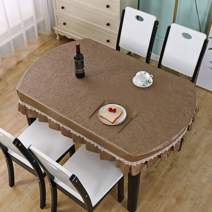 桌布免洗防油防水防烫椭s圆形长方形桌垫皮套餐桌罩客厅茶几台布