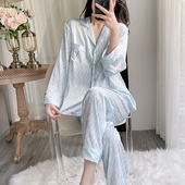 高级感时尚 2024新款 套 B粉色薄款 家居服夏季 睡衣女春秋款 冰丝长袖