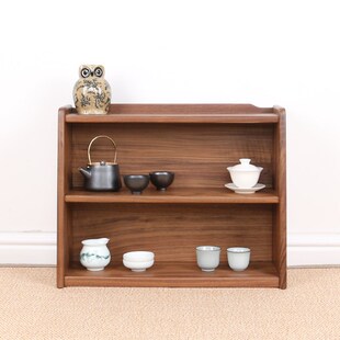 全实木小书c架现代黑胡桃木书桌收纳架北欧简易置物架茶室小架茶