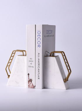 现代简约大理石水晶阶梯书靠摆件售楼部客厅书房博古架家居装饰品