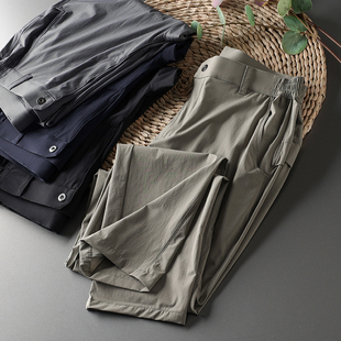 88锦纶 四面弹 透气速干裤夏季薄款男直筒纯色户外休闲裤长裤子潮