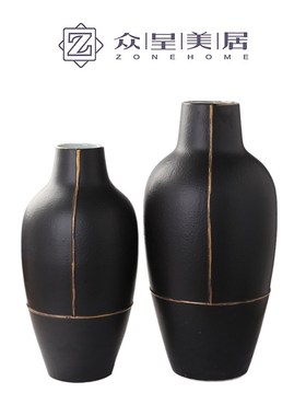 北欧极简现代新中式白色陶瓷花瓶家居装饰摆件干花花器玄关装饰品