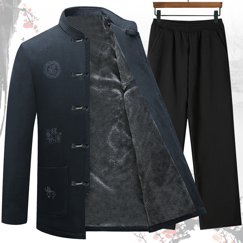 老年唐装男中老年中国风爸爸装棉服加绒加厚衣服爷爷装棉衣秋冬季,男装,唐装,淘宝优惠券,粉丝福利购,淘宝优惠卷