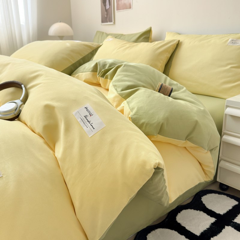 简约纯棉四d件套2025新款100全棉纯色学生宿舍床单床笠款床上用品