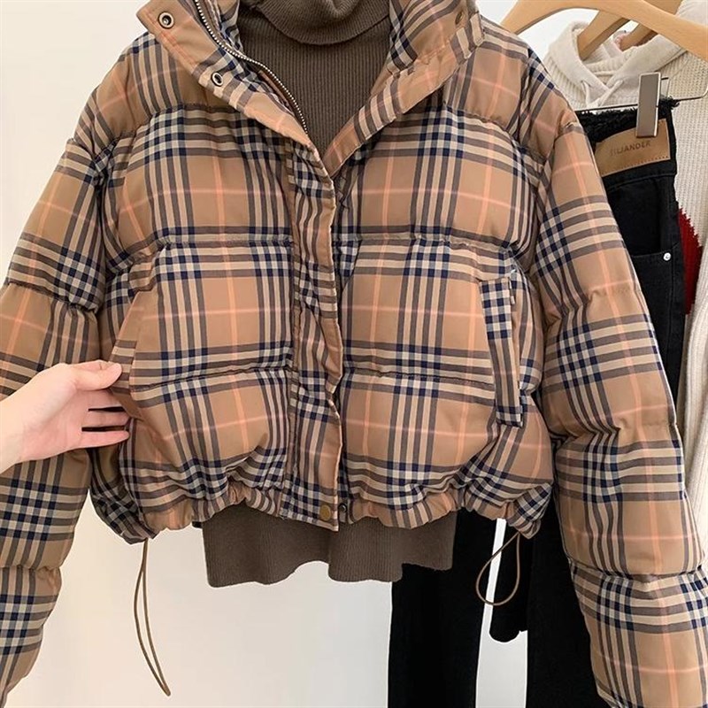 格子面包服外套女冬季2024年棉衣/棉服