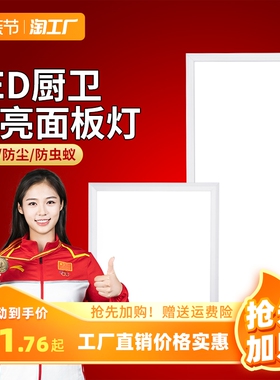 集成吊顶灯嵌入式厨房平板灯 led铝扣板化妆室K面板厨卫灯30*60*6