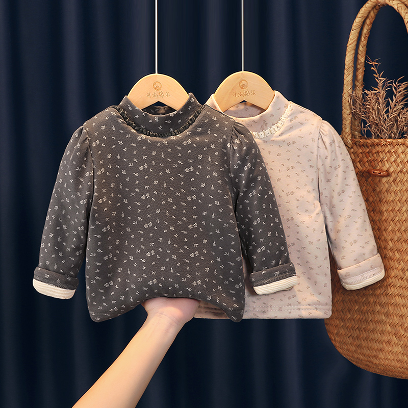 女童打底衫秋冬季加厚保暖衣儿童新款女孩半高领宝宝纯棉磨毛上衣