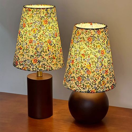 中古风实木小碎花台灯百搭小清新卧室床头灯法式浪漫氛围感布艺灯