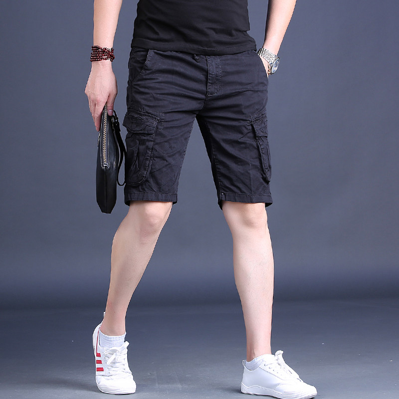 夏季男士宽松直筒工装短裤多口袋黑色中裤五分裤休闲5分裤子男薄,男装,休闲裤,淘宝优惠券,粉丝福利购,淘宝优惠卷