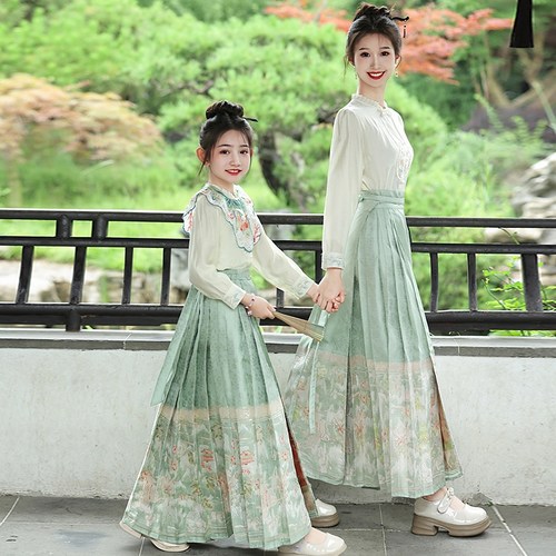 女童马面裙套装春装2025新款儿童汉服国风女孩新中式亲子装两件套