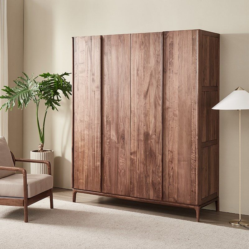 北美黑胡桃木四门衣橱意式极简全实木大衣柜家用卧室柜子成人北欧,住宅家具,独立衣柜,淘宝优惠券,粉丝福利购,淘宝优惠卷