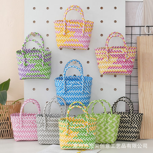 PP手工编织菜篮子包伴手礼手提篮