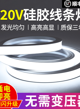 220V硅胶灯带led灯条柔性软户外防水明装线条灯嵌入式线形灯带槽