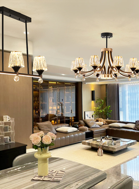 意式轻奢水晶吊灯客厅主灯现代极简餐厅灯卧室L灯全屋灯具2024新