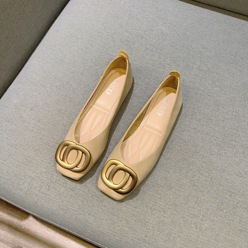 法式小众方头平底单鞋女软底豆豆鞋2025春季软底软面大码知性瓢鞋,女鞋,浅口单鞋,淘宝优惠券,粉丝福利购,淘宝优惠卷