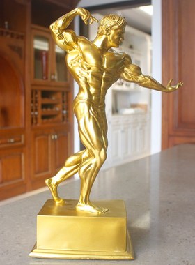 健美定制刻字奖杯欧式小金人物摆件树脂比赛健身房装饰工艺品礼物