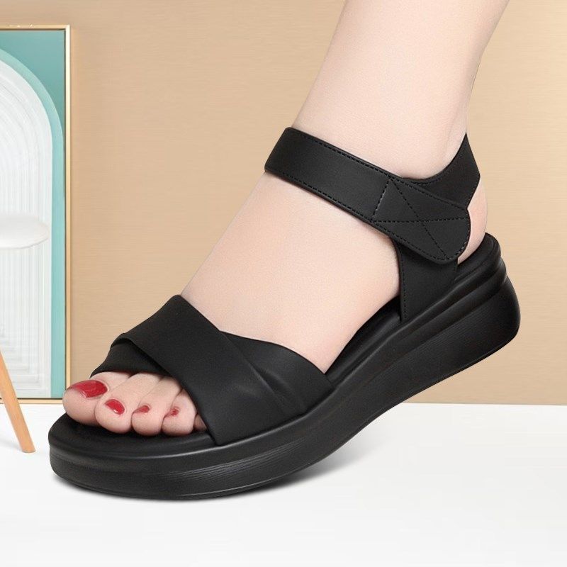 新款舒适透气简约女鞋露趾时尚低帮防滑凉鞋防水台厚底旗袍走秀鞋,女鞋,一字带凉鞋,淘宝优惠券,粉丝福利购,淘宝优惠卷