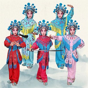 京剧戏曲舞台演出服装刀马旦武旦女将打衣小孩戏服戏装儿童女兵衣