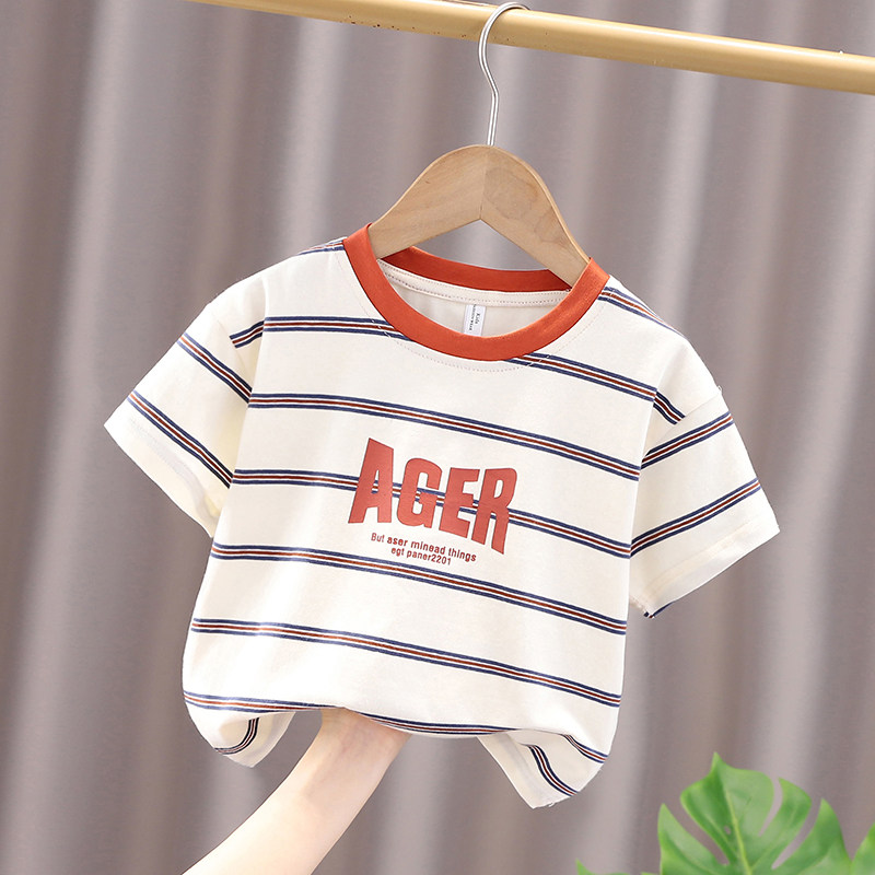 小童短袖T恤2025年夏季新款儿童宝宝条纹韩版上衣男童圆领半袖衫,童装/婴儿装/亲子装,T恤,淘宝优惠券,粉丝福利购,淘宝优惠卷