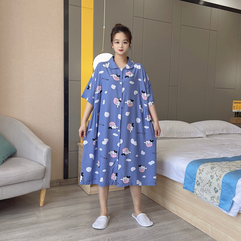 夏季短袖棉绸大码睡裙女加长款200斤薄款绵绸韩版胖mm孕妇家居服,女士内衣/男士内衣/家居服,睡裙,淘宝优惠券,粉丝福利购,淘宝优惠卷