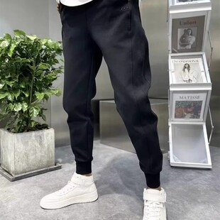 男士新款2024春季休闲裤韩版修身束脚运动裤黑色百搭网红小脚卫裤