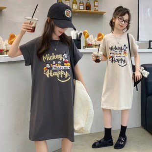 女童连衣裙夏款高级感海边儿童夏季纯棉薄款大童凉快长款T恤裙子