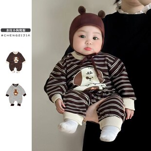 新生婴儿连体衣服春秋装男宝宝超萌韩版哈衣女童满月周岁外出爬服