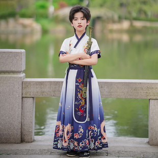 演出服表演服装女童唐装男童新中式马面裙国风2024小少爷汉服男孩