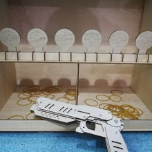 DIY拼装木质橡皮筋o枪专用靶场一秒全复位吃N鸡射击假期宅家亲子