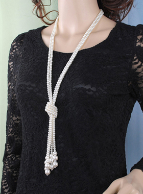 珍珠毛衣链长款项链配饰女衣服链韩国百搭秋冬挂件简约时尚装饰品